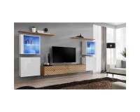 מזנון לסלון SWITCH XIV, לבן מבריק עם אלון Wotan, חזיתות למלה image