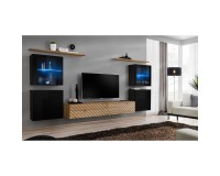 מזנון לסלון SWITCH XIV, שחור מבריק עם אלון Wotan, חזיתות למלה image
