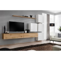 מזנון לסלון SWITCH IX, אלון Wotan עם לבן מבריק