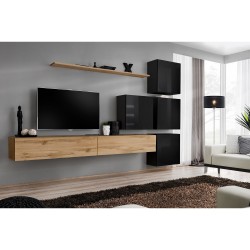 SWITCH IX hanging wall unit, Wotan oak with black gloss