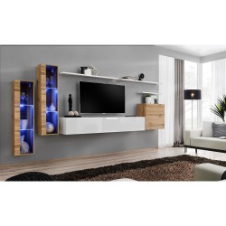 מזנון לסלון SWITCH XI, אלון Wotan עם לבן מבריק