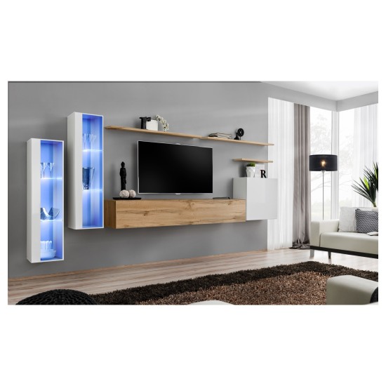 מזנון לסלון SWITCH XI, לבן מבריק עם אלון Wotan image