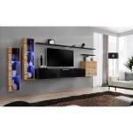 מזנון לסלון SWITCH XI, אלון Wotan עם שחור מבריק