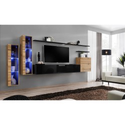 מזנון לסלון SWITCH XI, אלון Wotan עם שחור מבריק