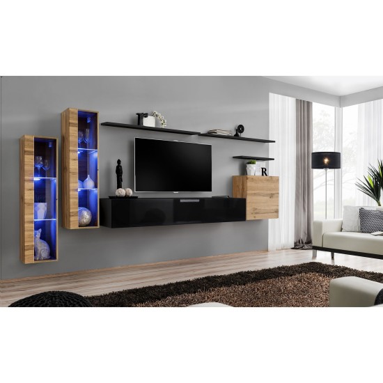מזנון לסלון SWITCH XI, אלון Wotan עם שחור מבריק