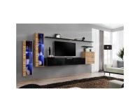 מזנון לסלון SWITCH XI, אלון Wotan עם שחור מבריק