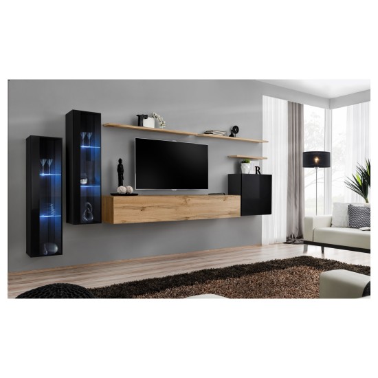 מזנון לסלון SWITCH XI, שחור מבריק עם אלון Wotan image