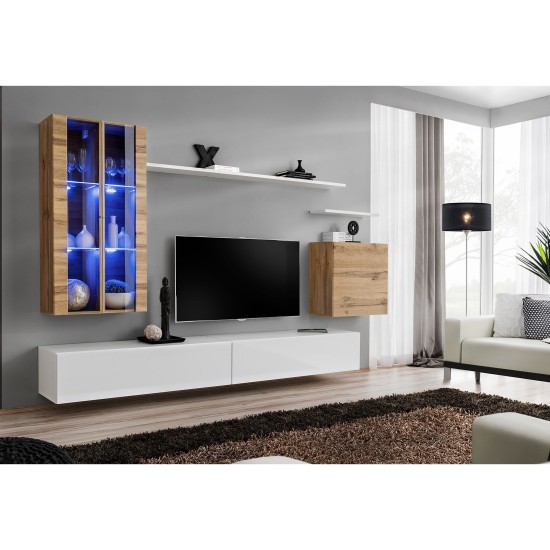 מזנון לסלון SWITCH XII, אלון Wotan עם לבן מבריק image