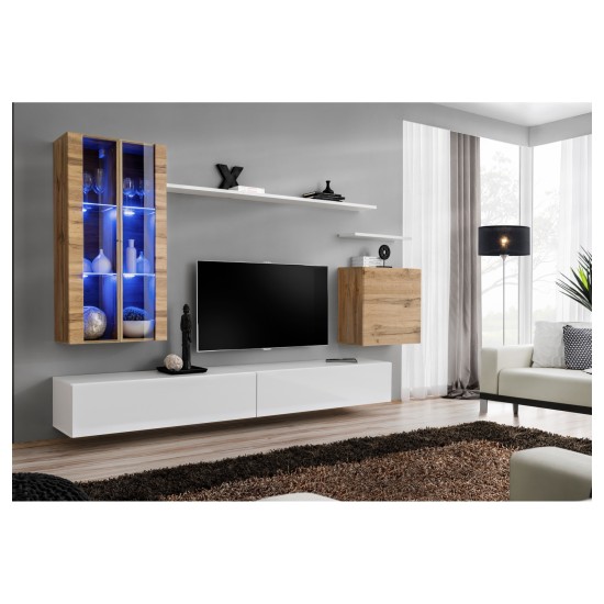 מזנון לסלון SWITCH XII, אלון Wotan עם לבן מבריק image
