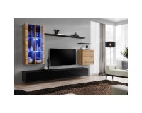 מזנון לסלון SWITCH XII, אלון Wotan עם שחור מבריק