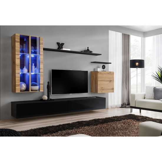 מזנון לסלון SWITCH XII, אלון Wotan עם שחור מבריק