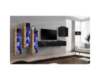 מזנון לסלון SWITCH XIII, אלון Wotan עם שחור מבריק image