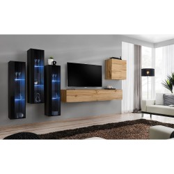 מזנון לסלון SWITCH XIII, שחור מבריק עם אלון Wotan
