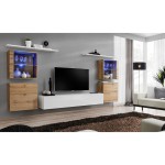 מזנון לסלון SWITCH XIV, אלון Wotan עם לבן מבריק