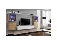 מזנון לסלון SWITCH XIV, אלון Wotan עם לבן מבריק