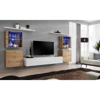 מזנון לסלון SWITCH XIV, אלון Wotan עם לבן מבריק