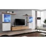 מזנון לסלון SWITCH XIV, לבן מבריק עם אלון Wotan