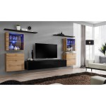 מזנון לסלון SWITCH XIV, אלון Wotan עם שחור מבריק