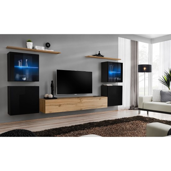 מזנון לסלון SWITCH XIV, שחור מבריק עם אלון Wotan image