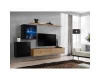 מזנון לסלון SWITCH XV, שחור מבריק עם אלון Wotan, חזיתות למלה image