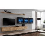מזנון לסלון SWITCH XVII, אלון Wotan עם שחור מבריק, חזיתות למלה