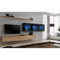 מזנון לסלון SWITCH XVII, אלון Wotan עם שחור מבריק, חזיתות למלה