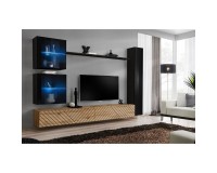 מזנון לסלון SWITCH XVIII, שחור מבריק עם אלון Wotan, חזיתות למלה מזנון לסלון SWITCH XVIII, שחור מבריק עם אלון Wotan, חזיתות למלה