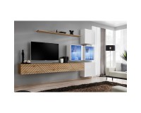 מזנון לסלון SWITCH XIX, אלון Wotan עם לבן מבריק, חזיתות למלה