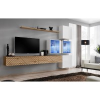 מזנון לסלון SWITCH XIX, אלון Wotan עם לבן מבריק, חזיתות למלה