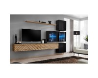 מזנון לסלון SWITCH XIX, אלון Wotan עם שחור מבריק, חזיתות למלה image