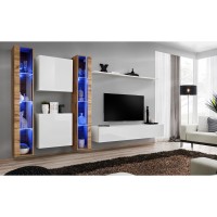 מזנון לסלון SWITCH XVI, אלון Wotan עם לבן מבריק