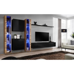 מזנון לסלון SWITCH XVI, אלון Wotan עם שחור מבריק