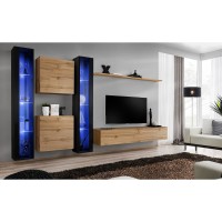 מזנון לסלון SWITCH XVI, שחור מבריק עם אלון Wotan