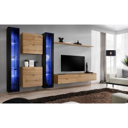 מזנון לסלון SWITCH XVI, שחור מבריק עם אלון Wotan