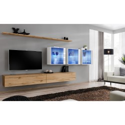 מזנון לסלון SWITCH XVII, אלון Wotan עם לבן מבריק