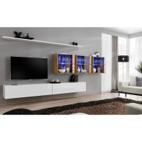 מזנון לסלון SWITCH XVII, לבן מבריק עם אלון Wotan