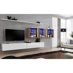 מזנון לסלון SWITCH XVII, לבן מבריק עם אלון Wotan