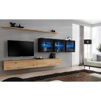 מזנון לסלון SWITCH XVII, אלון Wotan עם שחור מבריק