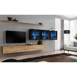 מזנון לסלון SWITCH XVII, אלון Wotan עם שחור מבריק