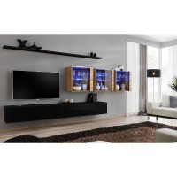מזנון לסלון SWITCH XVII, שחור מבריק עם אלון Wotan