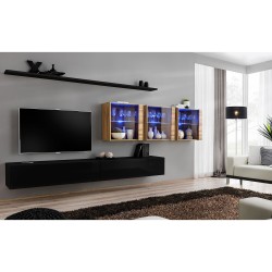 מזנון לסלון SWITCH XVII, שחור מבריק עם אלון Wotan