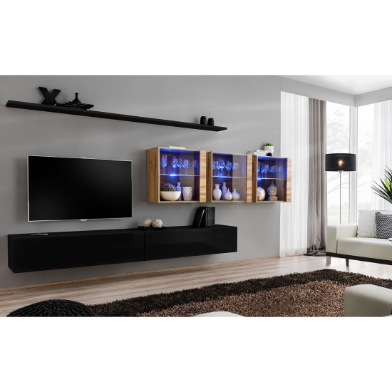 מזנון לסלון SWITCH XVII, שחור מבריק עם אלון Wotan image