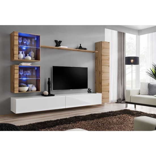 מזנון לסלון SWITCH XVIII, אלון Wotan עם לבן מבריק מזנון לסלון SWITCH XVIII, אלון Wotan עם לבן מבריק