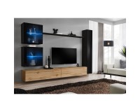 מזנון לסלון SWITCH XVIII, שחור מבריק עם אלון Wotan