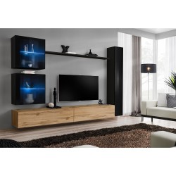 מזנון לסלון SWITCH XVIII, שחור מבריק עם אלון Wotan