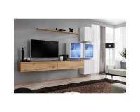 מזנון לסלון SWITCH XIX, אלון Wotan עם לבן מבריק