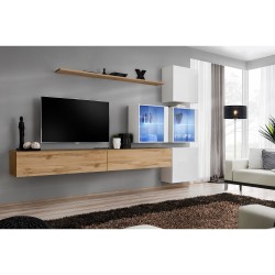 מזנון לסלון SWITCH XIX, אלון Wotan עם לבן מבריק