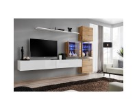מזנון לסלון SWITCH XIX, לבן מבריק עם אלון Wotan