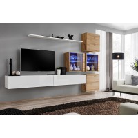 מזנון לסלון SWITCH XIX, לבן מבריק עם אלון Wotan