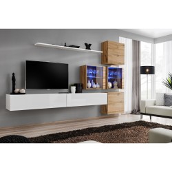 מזנון לסלון SWITCH XIX, לבן מבריק עם אלון Wotan